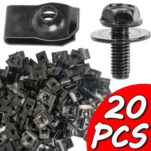 20ชิ้นตัวยึดคลิปรูปตัวยูสำหรับรถยนต์สลักเกลียวตัวถังรถยนต์ M6ฝาปิดเครื่องยนต์อุปกรณ์เสริมรถยนต์ยึดกันชนซับรีเทนเนอร์