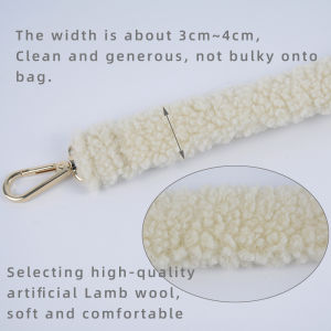 สายรัดกระเป๋าขนสัตว์แกะเทียมสำหรับฤดูใบไม้ร่วงฤดูหนาวสายรัดไหล่ข้างใต้ที่จับปรับความยาวได้เข็มขัดกระเป๋าผ้ากำมะหยี่