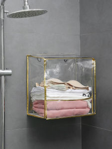 Bathroom Wall-Mounted Storage Rack Waterproof Clothes Drying Bag Cabinet Shower Organizer Plastic Absorption Installation