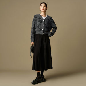 DUSHU | Plus Size Versatile Mid-length Knitted Flare Skirt