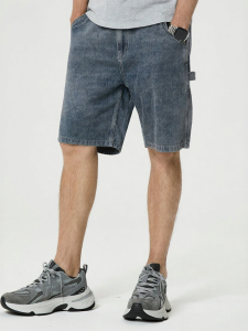 Enjeolon | American Vintage Washed Workwear Straight Baggy Jeans Shorts Summer