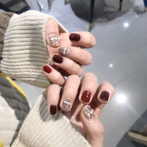 Fall and Winter Xiaohong Best Selling Chanel Style Sweater Fake Nails Full Patch Handmade Phototherapy Finished Wearable Nail Sticker