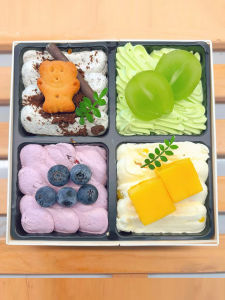 Paper Fruit to-Go Box Sixi Box Cake Packing Box Four Grid Fruit Platter Fruit Cutting Box Moon Cake Packing Box