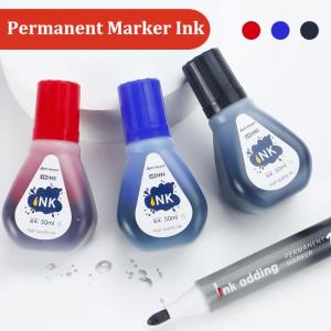 1box 50ml Permanent Marker InkOily Quick-Drying Waterproof And Non-FadingNon-Erasable Marker Ink RefillRed Blue Black