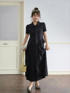 JULULOOK | Bộ Áo Sơ Mi Rộng Và Chân Váy Dành Cho Phụ Nữ Mũm Mĩm