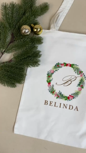 [SG] Customised Personalised Christmas Tote Bag Canvas Shoulder Bag Birthday Gift Corporate Gift