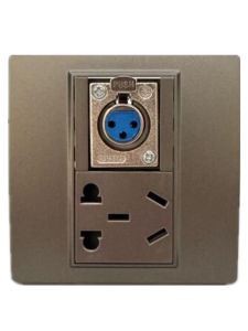 ช่องเสียบไฟฟ้าแบบติดผนังสีเทาเข้ม Cannon Female Panel 5 ช่อง 220V ช่องเสียบ 3 ขา ช่องเสียบแบบติดผนัง