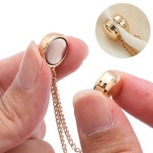 1PC Exquisite Chain Brooch Buckle Magnetic Clothing Clips Nail Free Clothes Scarf Trouser Legs Cuff Buckle Buttons Sewing Simple