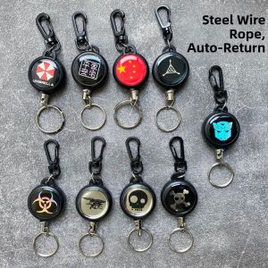 Portable Retractable Steel Wire Rope Keychain Automatic Rebound Easy Pull Creative Gift Keychain Waist Belt Hook Personality