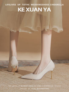 Diamond Butterfly Knot High Heels Womens Thin Heel Evening Simple Pointed Toe Low Cut Single Shoes Four Seasons French Style Small Heels