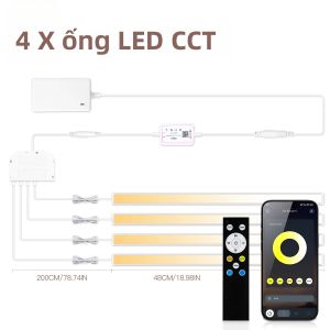 Thanh Đèn LED Điều Chỉnh Độ Sáng CCT Thông Minh Điều Khiển Bằng Ứng Dụng Bluetooth DIY 2700K-6500K Dùng Cho Tủ Quần Áo Dưới Tủ Trang Trí Ván Gỗ