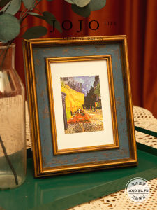 Retro American Style Decorative Photo Frame Mr Grocery Resin Rectangular Tabletop Display Vintage Blue And Purple Home Decor