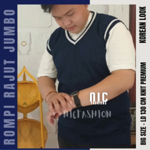 Rompi Rajut Pria jumbo big size Pria korea Vneck Vest Knit Nathan NIC Fashion