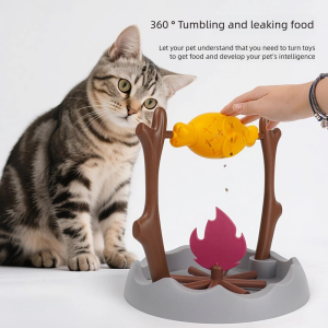 Cat and dog toys roasted chicken leg 360° rotating food hiding and feeding device slow-moving feeder educational items