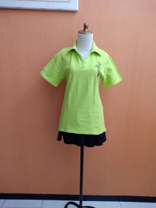 atasan kaos pria hijau cerah M L cowok polo shirt berkerah lengan pendek