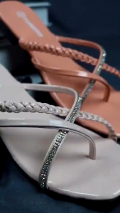 Yellow Tifany - Sandal Flat Wanita Teplek Kulit Sintetis Jepit Anyaman Wanita Elegant Premium kekinian Ready Size 37 - 40 - H 03