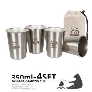 Mountainhiker | NOBANA Outdoor 4/6/8PCS Stainless Steel Cup Set Camping Portable Water Cup Set for Car Travel Coffee Picnic Barbecue Beer