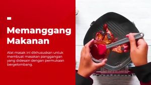 Lipat Grill Pan Anti Lengket Multifungsi 20Cm - Pemanas Hingga 300C Warna CACAO