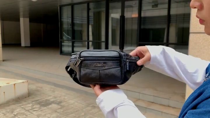 Genuine Leather Men's Fanny Pack Waist Bag For Men Large Capacity Men's  Belt Bag Zipper Pocket Outdoor Lazada PH