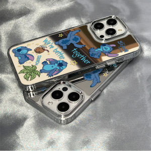 Full Cover Mirror Surface Anti-Fall Cartoon Sticker Shell for Apple 7 Promax Xr Xs 11 12 13 14 15 pro Soft Protective Case