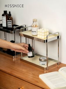 Missnice Double Layer Acrylic Cosmetic Storage Box Aromatherapy Desktop Tray Skin Care Products Organizer Desktop Perfume Holder
