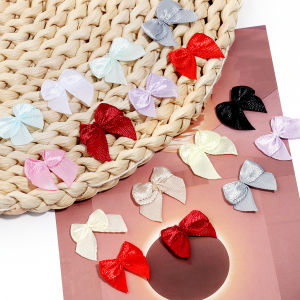 100pcs/lot Polyester Satin Ribbon Bows Colored Mini Ribbon Bow Tie For DIY Handmade Clothes Sewing Party Decoration Supplies