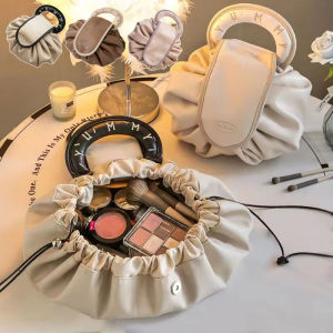 Portable Makeup Bag for Daily Use Fashion Women Large Capacity Travel Toiletry Bags Ladies Drawstring Cosmetic Storage Pouch