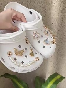 Jibbitz cross charms Metallic Silver Shoe Buckle Strap Diamond Fashion Shoes Accessories