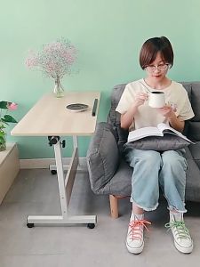 40*80 Modern Simple Liftable Folding Computer Desk With Wheels Height Adjustment Laptop Stand Storage Bedside Table Working Studying