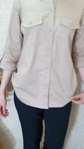 Kemeja Formal Stretch Panjang Coklat Muda Wanita