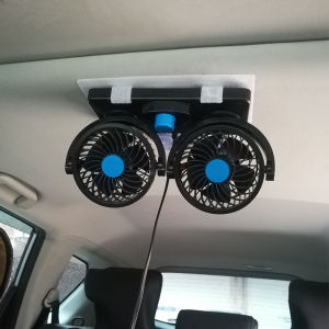Powerful Silent Dual Head Car Fan 12V Interior Use 24V High Wind Truck Bread Loaf Crane Top Strong Quiet Small Electric Fan