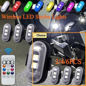 2/4/6PCS LED Emergency Warning Lights with Remote Control 7 Colors USB Rechargeable Car Flashing Light for Car Moto Drone Bike