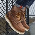 Pathfinder PF875 Casual Style Men's Short Boots Martin Yellow Genuine Leather Motorcycle Boots Winter High Heel Shoe. 