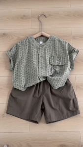 Baby Boys 2 Pcs Terno Set 0 ‑ 5Y Small Floral Short‑Sleeve Shirt Cargo Shorts Kids Boys Clothes set Summer Casual Cotton Children Outdoor Outfit