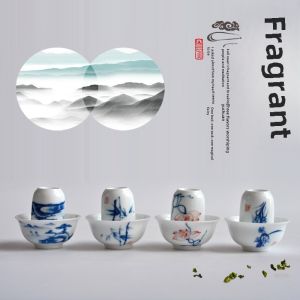 Jingdezhen Hand-Painted Ceramic Tea Cup Single Cup Tea Bowl Blue And White Porcelain Scented Tea Cup Drinking Tea Set