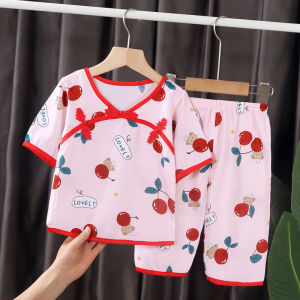 Bộ Đồ Ngủ Vải Lụa Cotton Mùa Hè Cho Bé Gái Áo Vest Trẻ Em Mỏng Mặc Ở Nhà Bộ Đồ Ngủ Vải Cotton Nhân Tạo Thoáng Khí