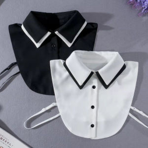 เสื้อเชิ้ตปลอมสไตล์เกาหลี ปกเสื้อเชิ้ตตกแต่งสำหรับผู้หญิง สีดำขาว ปกเสื้อเชิ้ตอเนกประสงค์ ปกเสื้อสเวตเตอร์ เสื้อผ้าแฟชั่น