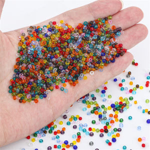 30กรัม ลูกปัดแก้วสีใส พื้นฐาน 3มม. กลมหลวม เสริมเข็ม DIY คู่มือในกรอบ