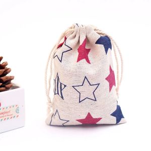 Bộ 50 Túi Quà Tặng Vải Lanh Cotton (10x14cm) Túi Dây Rút Đựng Trang Sức Mỹ Phẩm Cưới Kẹo Có Thể Tái Sử Dụng In Hình Thân Thiện Với Môi Trường