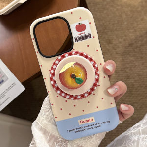 iPhone Magnetic Absorption Stand Case Yellow Blue Polka Dot 3D Crystal Apple Design Fresh Style Retro Girl Creative Phone Cover