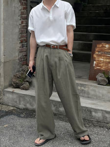 DAVID&ME | Mens Spring Summer Casual Linen Loose Straight Trousers