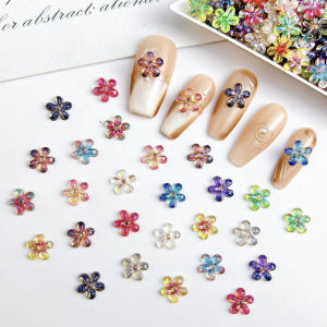 20/40/60/80pcs Ice Crystal Flower DIY Art Stickers Colorful Elegant Flowers Rose Sliders Nails Petals Manicure Decor Jelly Drill