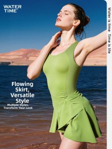 WATERTIME | Womens One-Piece Skirted Swimsuit for Swimming & Hot Spring