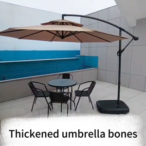 3M Outdoor Cantilever Patio Umbrella with Base Stand Waterproof UV Resistant Windproof Garden Banana Parasol Sunshade for Patio Pool Yard
