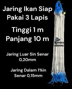 Jaring Ikan Siap Pakai 3 Lapis Panjang 10m