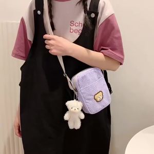 Tas Selempang Corduroy Mini Bear Sling Bag Wanita Remaja Cute Korean Style