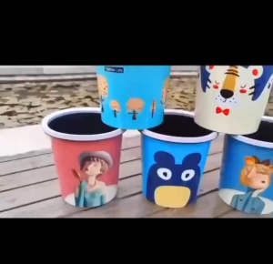 Thùng rác nhựa mini hình thú thùng rác chibi để bàn họa tiết dễ thương