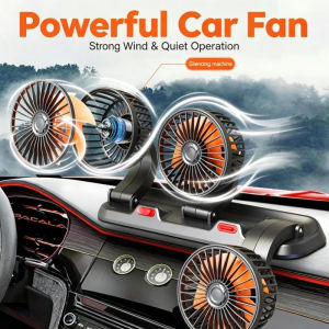 Car Fan 360° Adjustable 3 Head Air Fan Automotive Electric Fan USB/12V/24V Fan 2 Speeds Car Silent Fan For Home Desk Office&Car