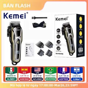 Kemei KM-PG1990A Máy Cắt Tóc Điện Sạc USB Chuyên Nghiệp Không Dây Tông Đơ Cắt Tóc Nam Với 3-4 Đầu Phun Để Cắt Chính Xác