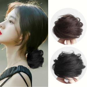 Ball Head Fake Scrunchie Hair Bun Straight Hair Messy Hair Band Elastic False Hair Pieces for Women Headwear